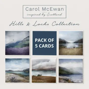 pack of 5 cards - Scottish lochs & mountains prints by Dundee artist Carol McEwan