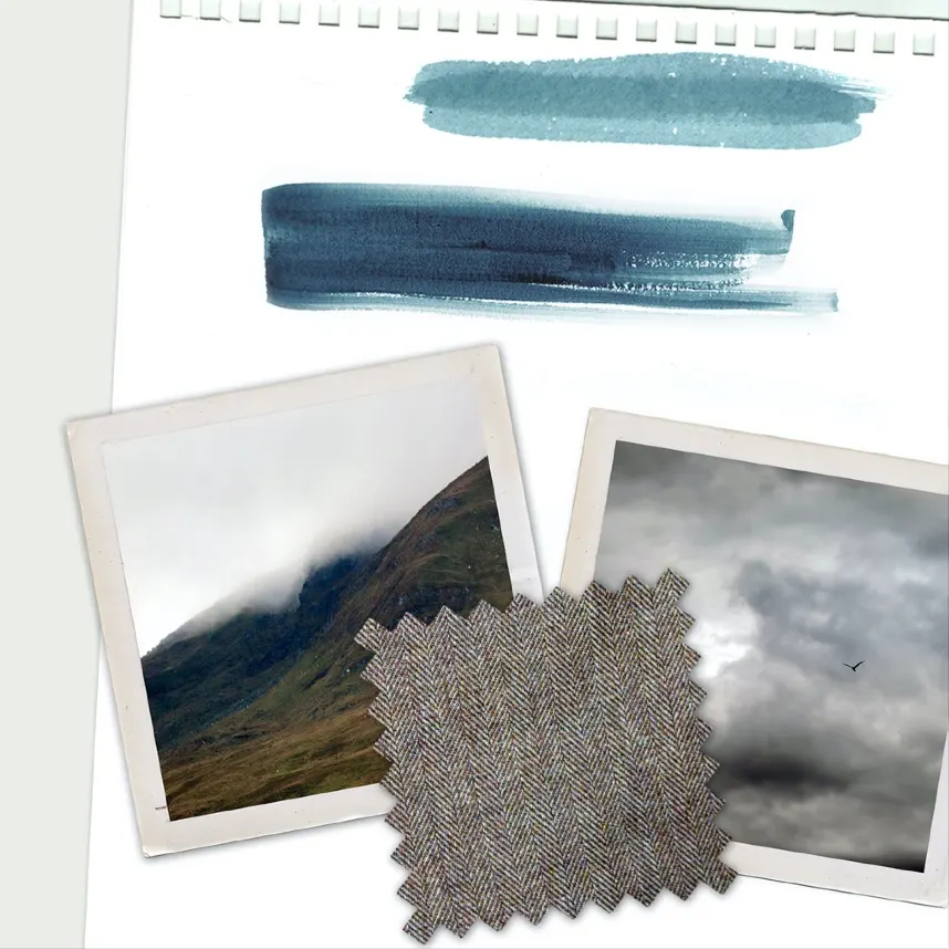 Glenlyon Tweed, photo and brush strokes used in digital collage "Hills of Tweed" by Scottish artist Carol McEwan.