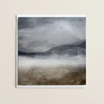 Loch Mist artist greetings card of Highland Mountains by Scottish artist Carol McEwan