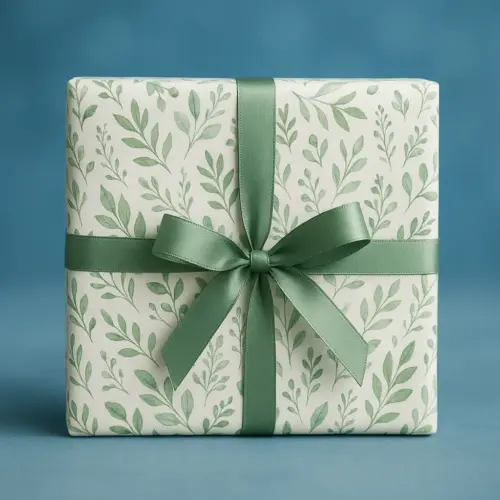 gift wrapped parcel with ribbon