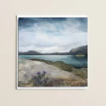 Plockton Thistles Greeting Card by Dundee artist Carol McEwan