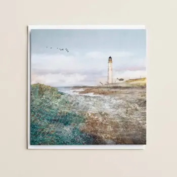 Scurdie Ness Ferryden lighthouse greetings card by Scottish artist Carol McEwan