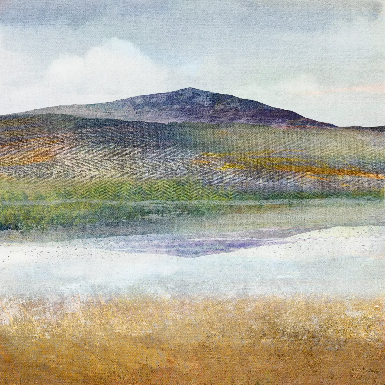 Tummel Reflections, Scottish art print of the River Tummel with Schiehallion mountain in the background, Highland Perthshire