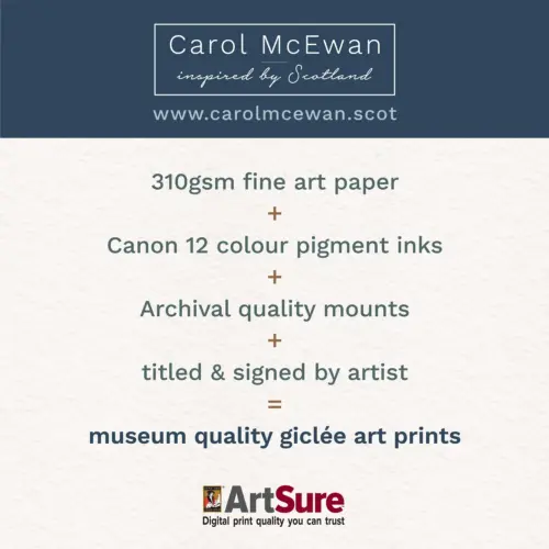 310gsm fine art paper + canon 12 colour pigment inks + archival quality mounts + artist signed = museum quality giclée art prints